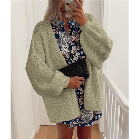 Womens Oversized Cardigan Sweaters Mist Green - Picture 5 of 6